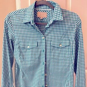 Banana Republic green-blue Gingham Button-Up Shirt